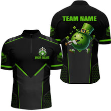 Load image into Gallery viewer, Personalized St Patrick Day Bowling Shirt Quarter-Zip Green Bowling Jersey Team League QZT621
