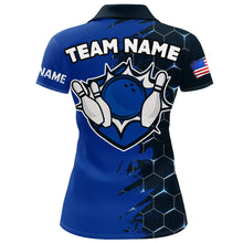 Load image into Gallery viewer, Navy &amp; Black Bowling Shirt Customized Camo Bowling Shirt Polo Bowling Team League for Women QZT266