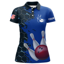 Load image into Gallery viewer, Navy &amp; Black Bowling Shirt Customized Camo Bowling Shirt Polo Bowling Team League for Women QZT266