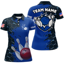 Load image into Gallery viewer, Navy &amp; Black Bowling Shirt Customized Camo Bowling Shirt Polo Bowling Team League for Women QZT266
