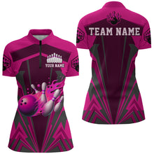Load image into Gallery viewer, Personalized Bowling Shirts for Women 1/4 Zip Bowling Jersey Camo Bowling Uniform QZT428
