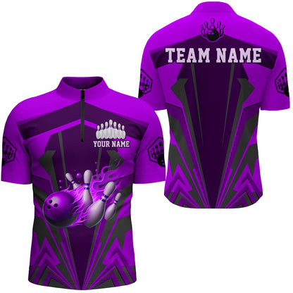 Personalized Bowling Shirts for Men 1/4 Zip Bowling Jersey Bowling Uniform QZT428