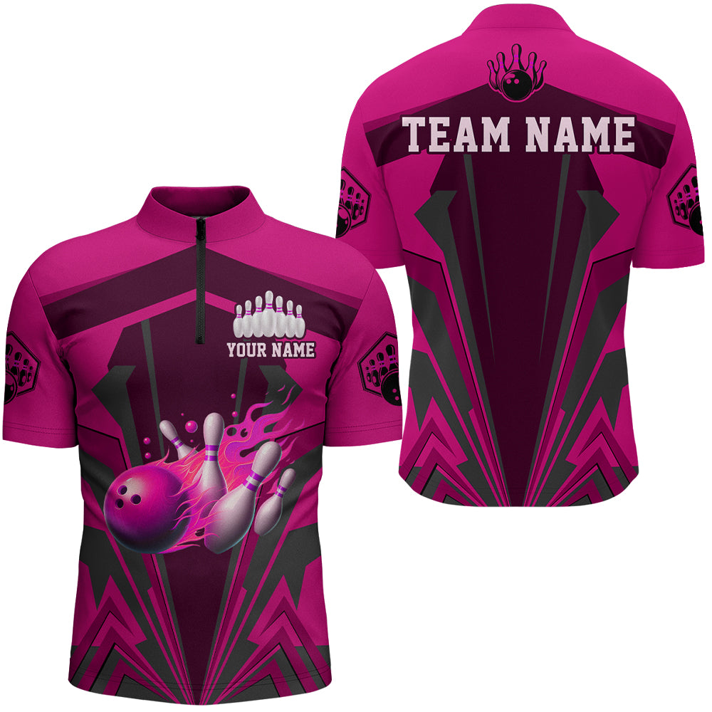 Personalized Bowling Shirts for Men 1/4 Zip Bowling Jersey Bowling Uniform QZT428