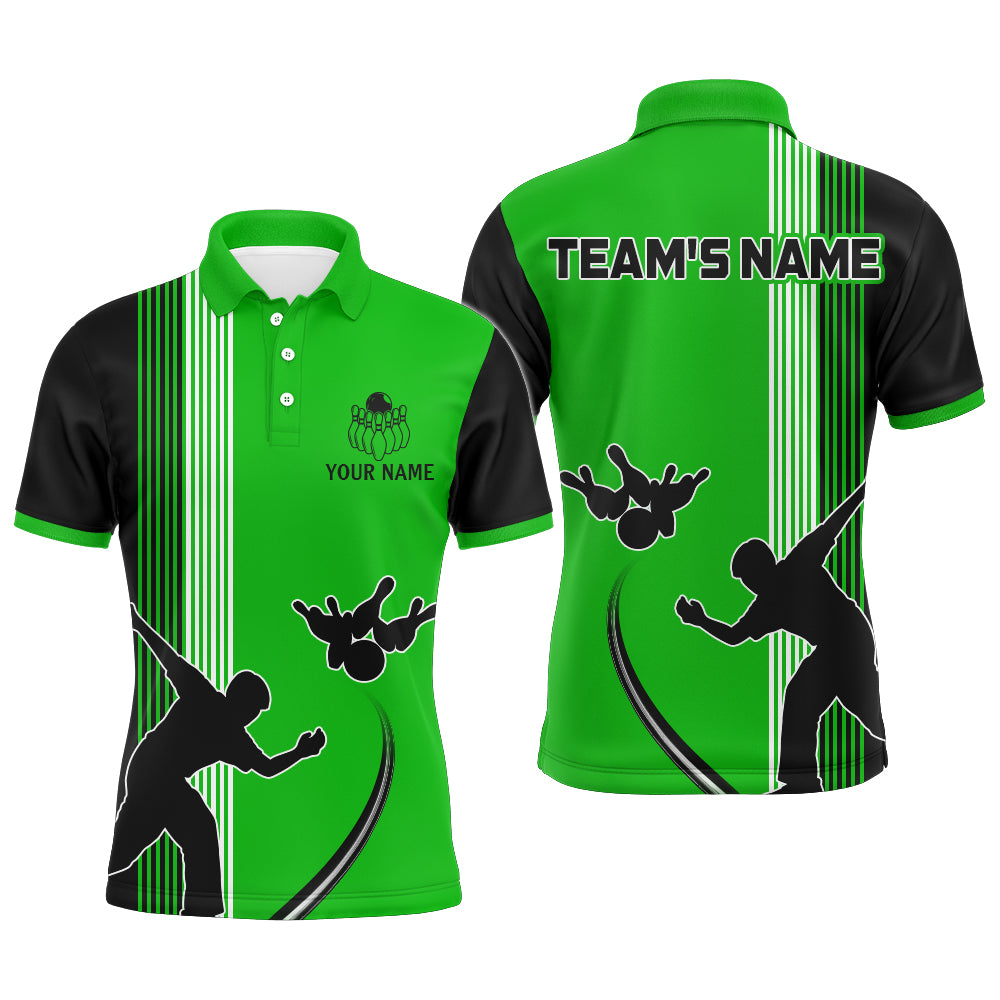 Personalized Men Polo Shirt Bowling Silhoutte Shirts Bowling Team League QZT427
