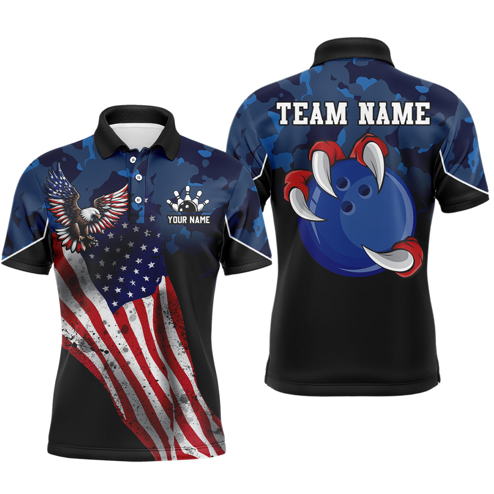 Personalized Eagle Bowling Shirt American Bowling Jersey for Men Polo Team League QZT309
