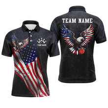 Load image into Gallery viewer, Personalized US Flag Bowling Shirt Eagle Bowling Jersey Polo Shirt Bowling for Men QZT274