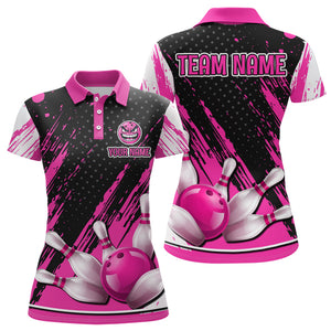 Personalized 3D Polo Bowling Shirts for Women Funny Pink Bowling Team Jersey  QZT512