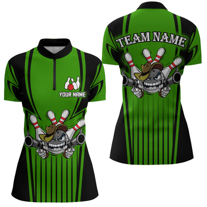 Custom Bowling Shirt for Women Bowling Jersey Bowling Team League Quarter-Zip Shirt QZT44