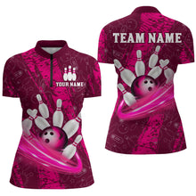 Load image into Gallery viewer, Custom Women 3D Bowling Shirts Bowling Team Jersey 1/4 Zip Bowlers Gifts Multicolor QZT473