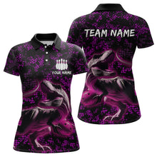 Load image into Gallery viewer, Custom Purple Bowling Shirt Dinosaur Bowling Jersey Quarter Zip Bowling League QZT632