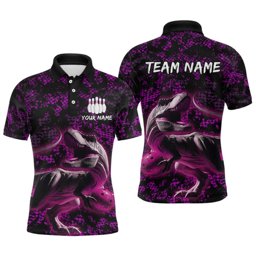 Custom Purple Bowling Shirt Dinosaur Bowling Jersey Quarter Zip Bowling League QZT632