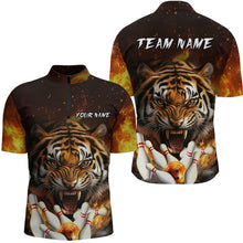 Load image into Gallery viewer, Flames Bowling Shirts Tiger Bowling Jersey Quarter-Zip Bowling Team League QZT634