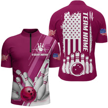 Load image into Gallery viewer, Men's Bowling Shirt Bowling Unisex 1/4 -Zip Bowling Shirt Patriotic Bowling Shirt QZT281