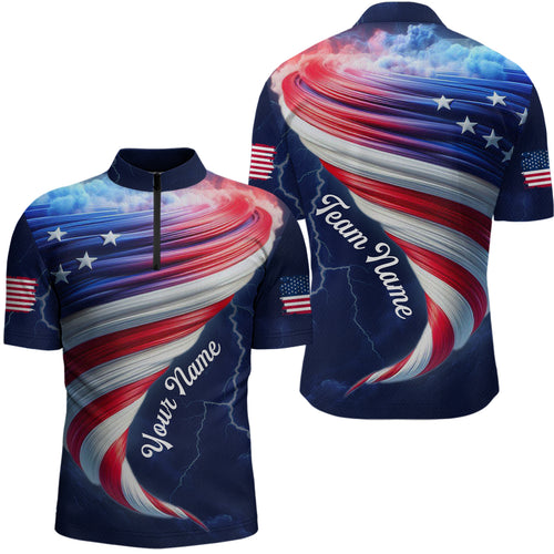 American Bowling Shirt for Men Women Custom Quarter-Zip Bowling Team League QZT616