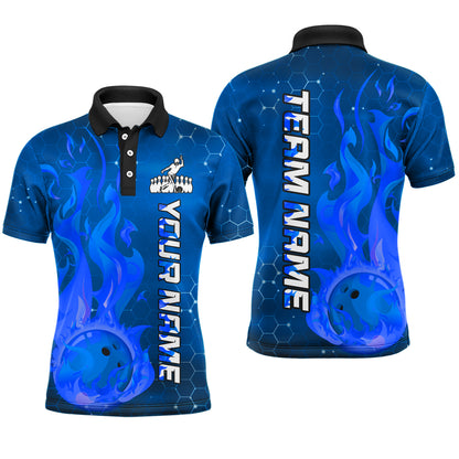Custom Flame Bowling Shirts Bowling Jersey for Men Polo Bowling Uniform QZT447
