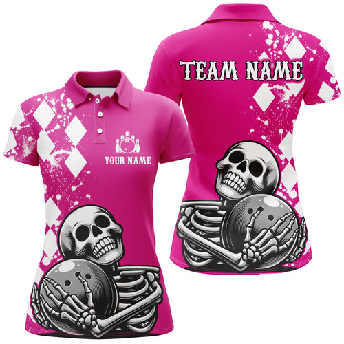 Skull Bowling Shirt for Women Custom Bowling Jersey Bowling Polo Shirt Bowling Team League QZT293