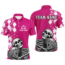 Load image into Gallery viewer, Skull Bowling Shirt for Men Custom Bowling Jersey Bowling Polo Shirt Bowling Team League QZT293