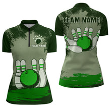 Load image into Gallery viewer, Personalized Bowling Team Shirts Multicolor Women's Bowling Shirt 1/4 Zip Bowling QZT490