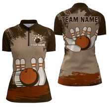 Load image into Gallery viewer, Personalized Bowling Team Shirts Multicolor Women's Bowling Shirt 1/4 Zip Bowling QZT490