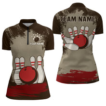 Load image into Gallery viewer, Personalized Bowling Team Shirts Multicolor Women's Bowling Shirt 1/4 Zip Bowling QZT490