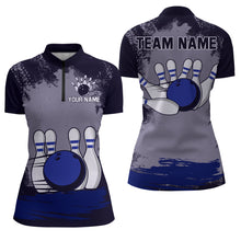 Load image into Gallery viewer, Personalized Bowling Team Shirts Multicolor Women's Bowling Shirt 1/4 Zip Bowling QZT490