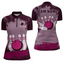 Load image into Gallery viewer, Personalized Bowling Team Shirts Multicolor Women's Bowling Shirt 1/4 Zip Bowling QZT490