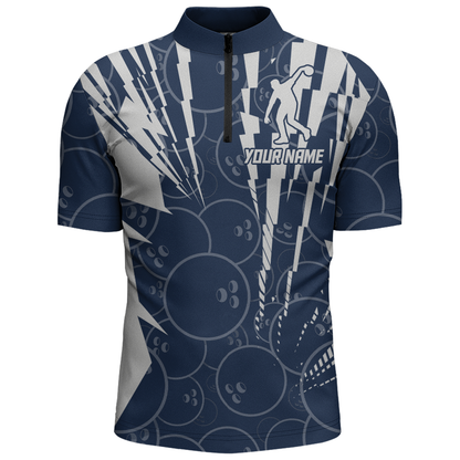 Custom Bowling Shirt Bowling Jersey for Men Bowling Team League Quarter-Zip Shirt QZT252
