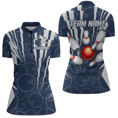 Custom Bowling Shirt Bowling Jersey for Women Bowling Team League Quarter-Zip Shirt QZT252