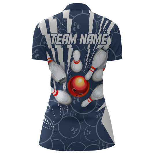 Custom Bowling Shirt Bowling Jersey for Women Bowling Team League Quarter-Zip Shirt QZT252