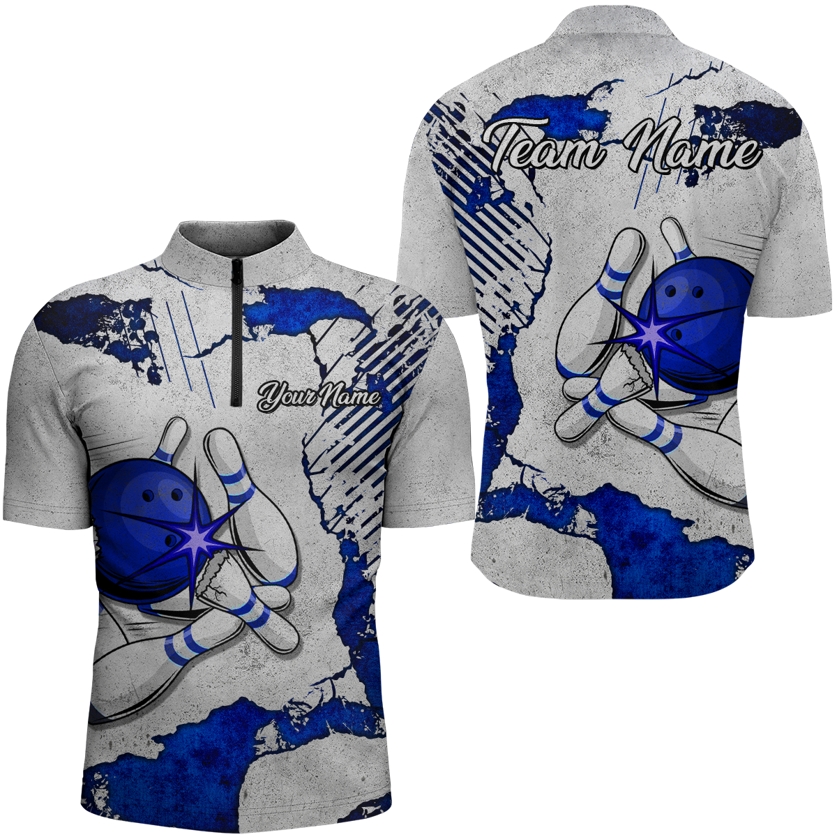 Personalized Unisex Bowling Jersey Quarter Zip Bowling Team Shirt for Men Bowler Gift QZT498