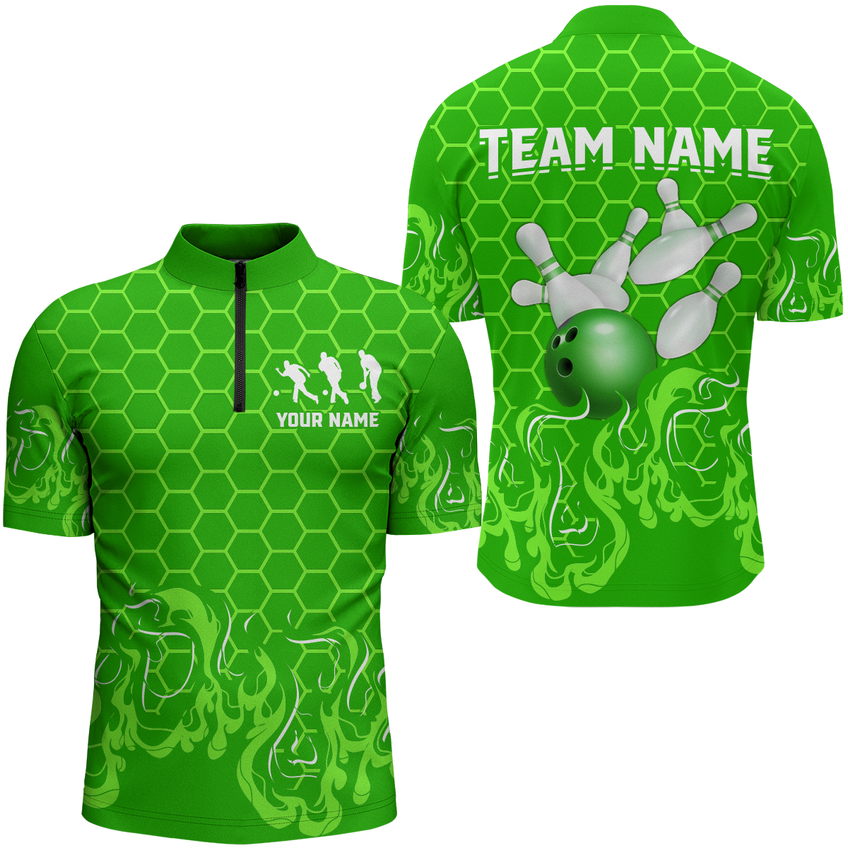 Personalized 1/4 Zip Bowling Shirt for Men Multicolor Bowling Team League QZT406
