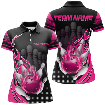 Personalized Flame Bowling Shirts Women Bowling Team League Polo Bowling QZT410