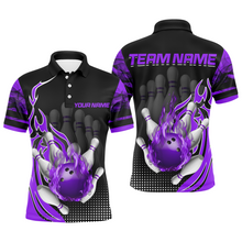 Load image into Gallery viewer, Personalized Flame Bowling Shirts Men Bowling Team League Polo Bowling QZT410