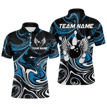 Load image into Gallery viewer, Personalized Bowling Shirt for Men and Women Bowling Team Jersey Blue Polo Shirt QZT601