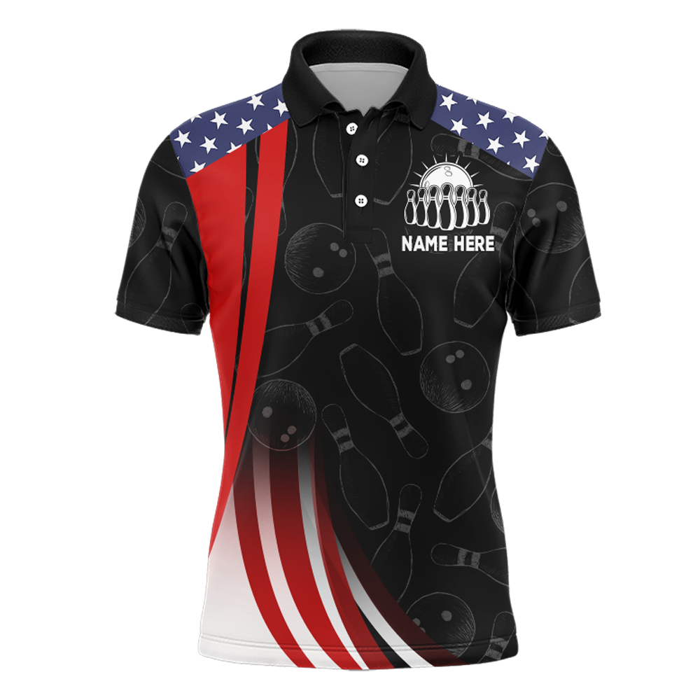 Bowling Shirt American Camo Bowling Jersey Customized for Men Polo Bowling Team League QZT262