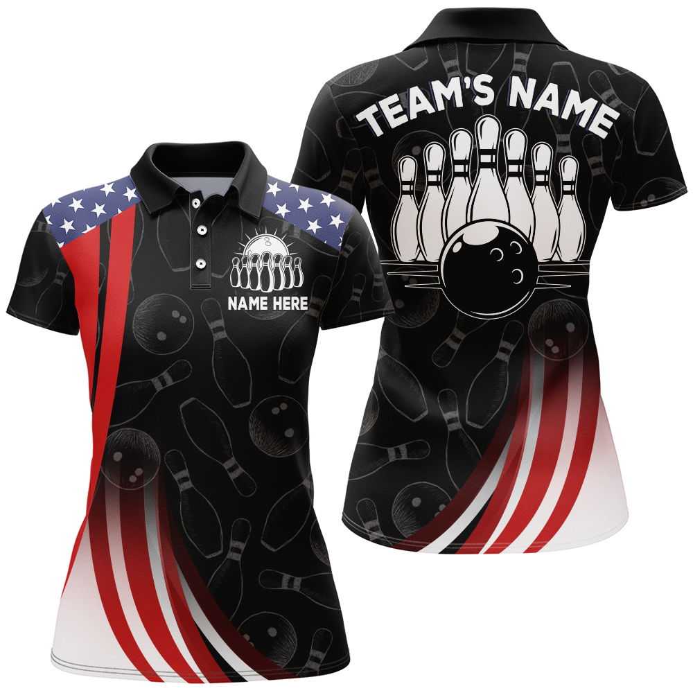 Bowling Shirt American Camo Bowling Jersey Customized for Women Polo Bowling Team League QZT262