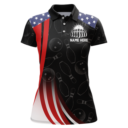 Bowling Shirt American Camo Bowling Jersey Customized for Women Polo Bowling Team League QZT262
