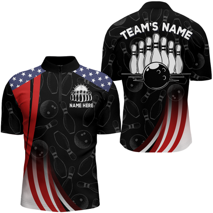 Bowling Shirt American Bowling Jersey Customized for Men 1/4 Zip Bowling Team League QZT262