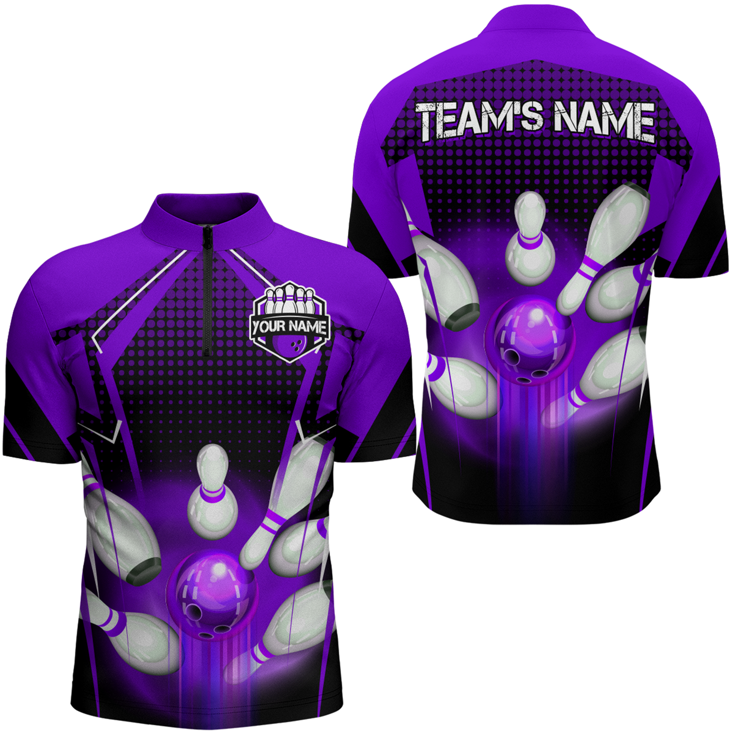 Personalized Bowling Shirts for Men 1/4 Zip 3D Bowling Team League Bowling Gifts QZT423