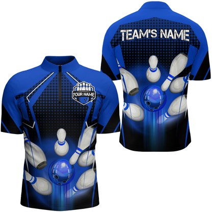 Personalized Bowling Shirts for Men 1/4 Zip 3D Bowling Team League Bowling Gifts QZT423