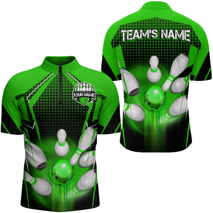 Personalized Bowling Shirts for Men 1/4 Zip 3D Bowling Team League Bowling Gifts QZT423
