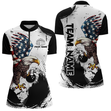 Load image into Gallery viewer, Personalized Eagle Bowling Shirts Patriotic Bowling Jersey for Women 1/4 Zip Shirt QZT307