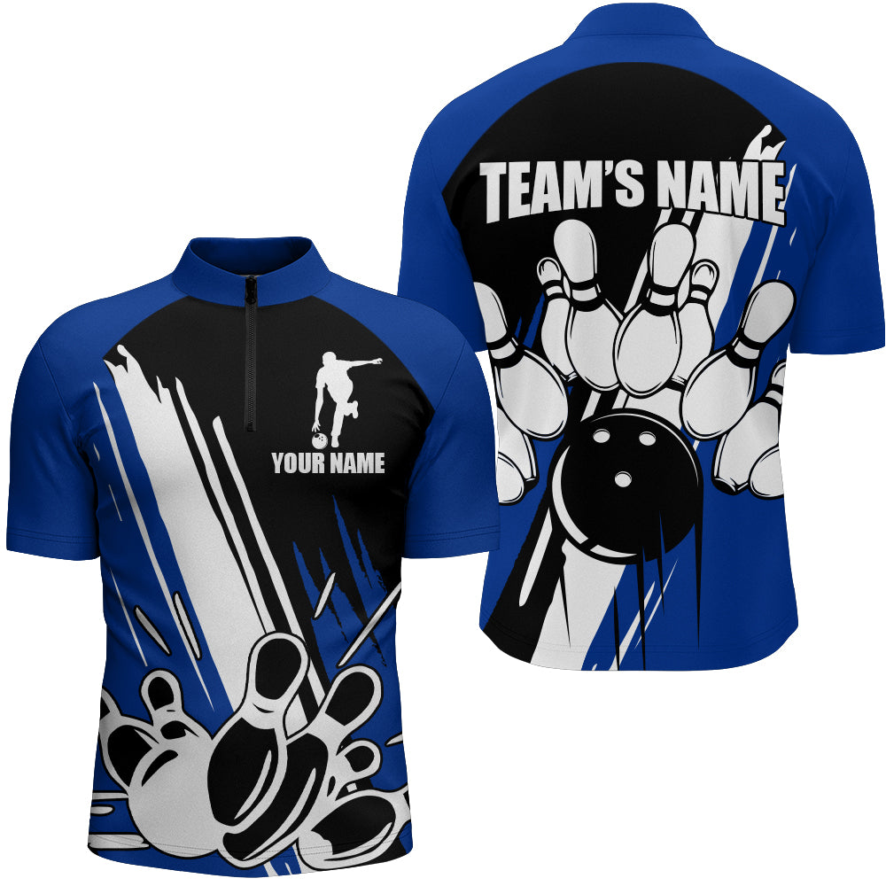 Bowling Quarter-Zip Shirt for Men Custom Bowling Team Shirt Bowlers Jersey QZT15