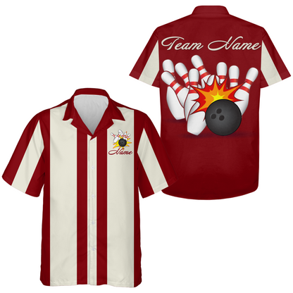 Multicolor Bowling Hawaiian Shirts Personalized Bowling Jersey with Name QZT214