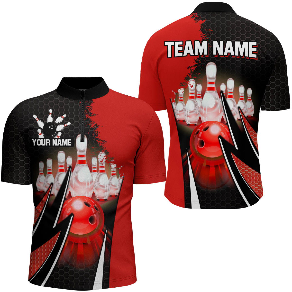 Personalized Bowling Shirts for Men 1/4 Zip Bowling Team Jersey QZT440