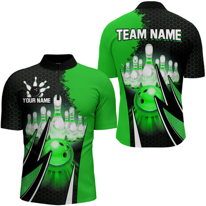 Personalized Bowling Shirts for Men 1/4 Zip Bowling Team Jersey QZT440