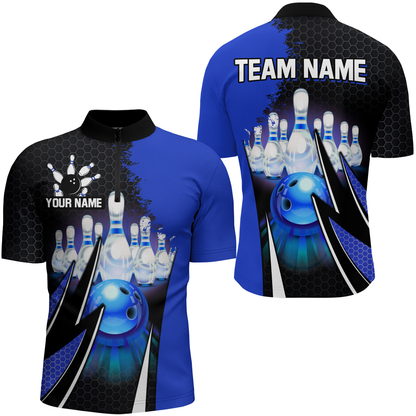 Personalized Bowling Shirts for Men 1/4 Zip Bowling Team Jersey QZT440