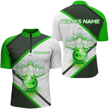 Custom Bowling Shirt for Men, Personalized Bowling Jersey, Men's Bowling Quarter-Zip Shirt QZT41
