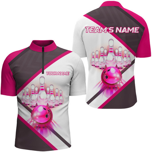 Custom Bowling Shirt for Men, Personalized Bowling Jersey, Men's Bowling Quarter-Zip Shirt QZT41
