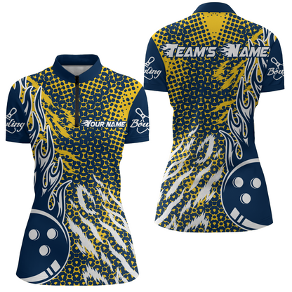 Personalized 3D Women's Bowling Team Jersey Bowling Shirt American Bowling Quarter-Zip Shirt QZT43-8
